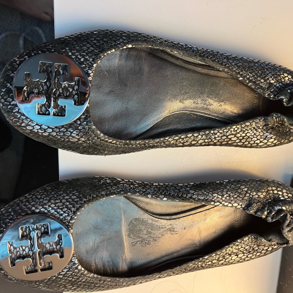 Tory Burch Metallic Textured Flats